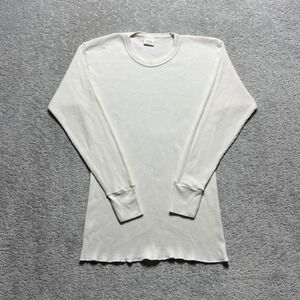 Indera Thermal Shirt Mens Large White Waffle Knit Long Sleeve Crewneck Layering